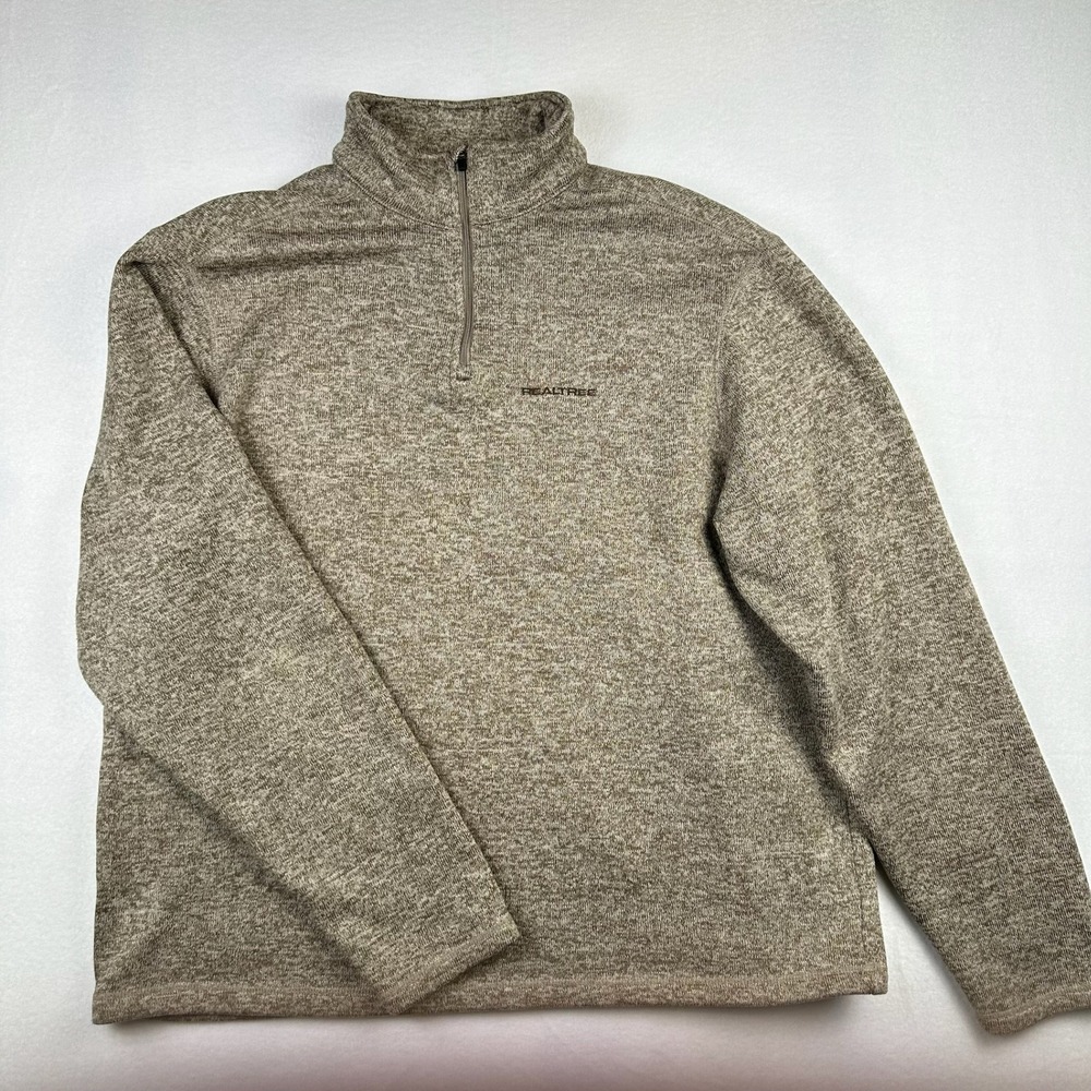 Realtree Pullover Mens XL Brown Sweater Quarter Zip Knit Outdoor Hunting Casual
